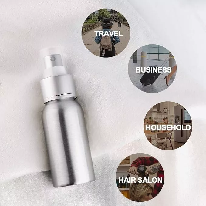 60ml (2oz) Mini Reusable Aluminum Fine Mist Spray Bottle